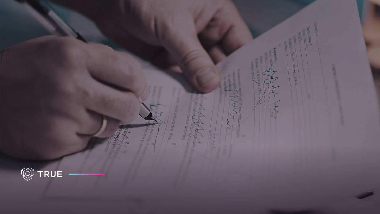 A forged signature on a contract, showing how AI can forge a signature that looks real