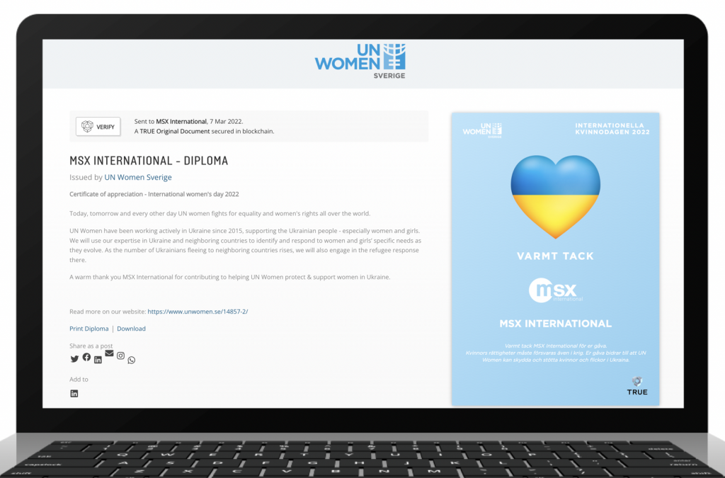 UN Women - Proof of Donation with TRUE Original Documents