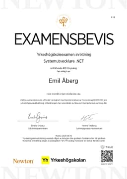 Examensbevis, Newton