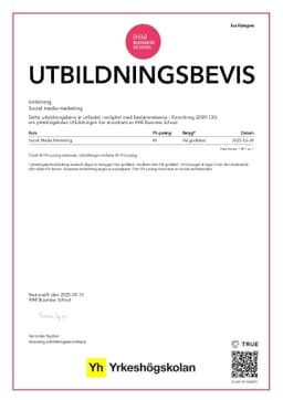 Utbildningsbevis, IHM Business School