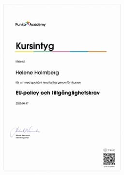 Kursintyg, Funka Academy