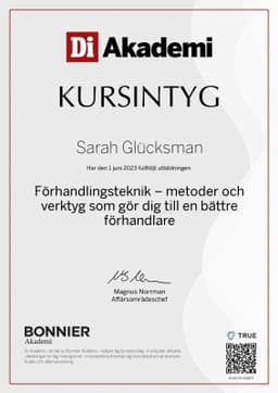 Kursintyg, Bonnier Akademi