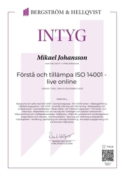 intyg, Bergström &amp; Hellqvist