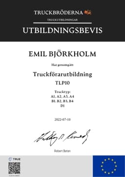 Utbildningsbevis, Truckbröderna - Gmbtruck
