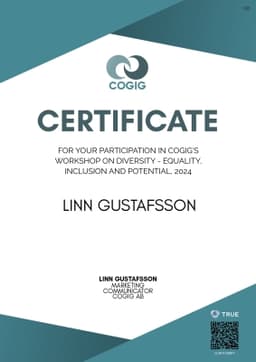 CERTIFICATE, CoGig AB