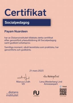 Certifikat, Distansinstitutet Sverige AB