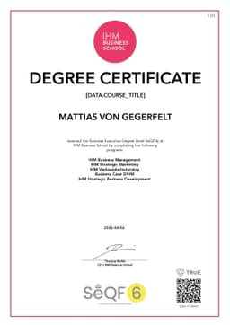Degree Certificate, IHM Business School