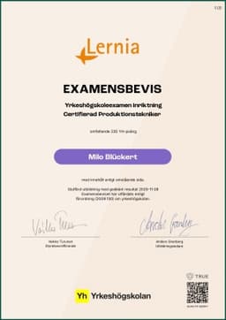 Examensbevis, Lernia Utbildning