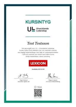 Kursintyg, Lexicon IT-Proffs AB
