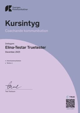Kursintyg, Sveriges Kommunikatörer