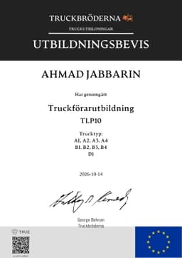 Utbildningsbevis, Truckbröderna - Gmbtruck