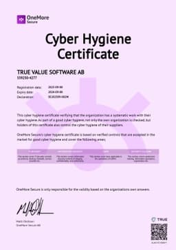 Cyber Hygiene Certificate, OneMore Secure