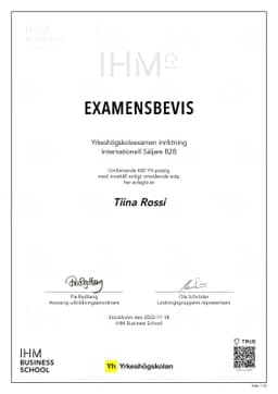 Examensbevis, IHM Business School
