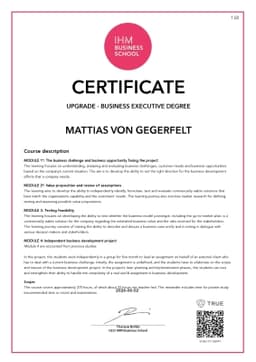 Certificate, IHM Business School