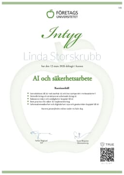 Intyg, Företagsuniversitetet