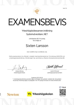 Examensbevis, Newton