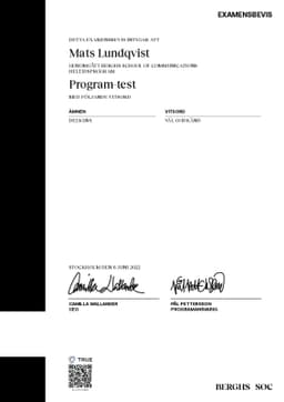 EXAMENSBEVIS, Berghs School of Communication
