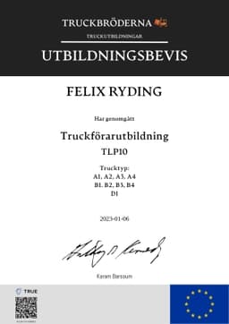 Utbildningsbevis, Truckbröderna - Gmbtruck