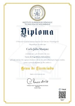 Diploma, Instituto Superior de Ciências e Tecnologia de Moçambique