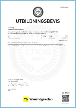 Utbildningsbevis, Chas Academy AB