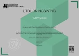 Utbildningsintyg, Karlskrona Truckförarutbildning