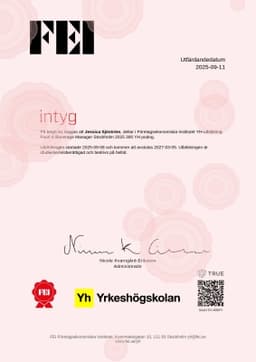 Studieintyg, FEI - Företagsekonomiska Institutet
