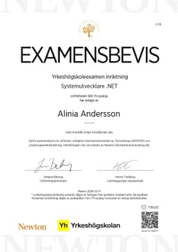 Examensbevis, Newton