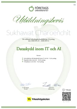 Utbildningsbevis, Företagsuniversitetet YH