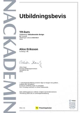 Utbildningsbevis, Nackademin