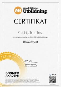 Certifikat, Bonnier Akademi