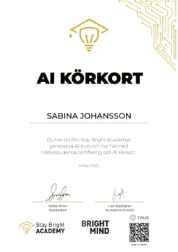Certificate, Stay Bright Academy -Bright Mind