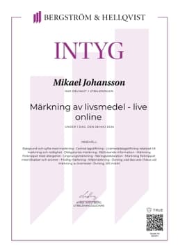 intyg, Bergström &amp; Hellqvist