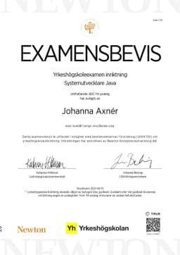 Examensbevis, Newton