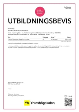 Utbildningsbevis, IHM Business School
