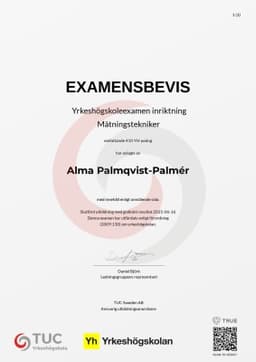 Examensbevis, TUC Yrkeshögskola