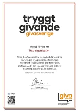 Intyg, Giva Sverige