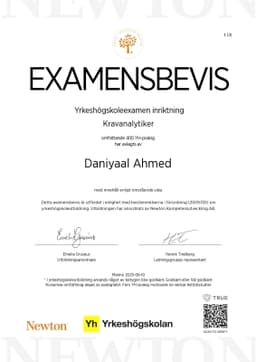 Examensbevis, Newton