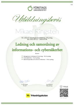 Utbildningsbevis, Företagsuniversitetet YH