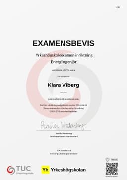Examensbevis, TUC Yrkeshögskola