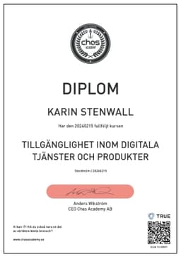 Diplom, Chas Academy AB