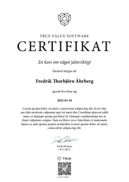 certifikat, TRUE - Original