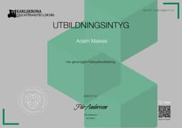 Utbildningsintyg, Karlskrona Truckförarutbildning