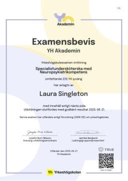 Examensbevis, YH Akademin - (YA)