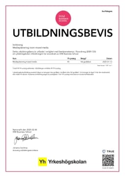 Utbildningsbevis, IHM Business School