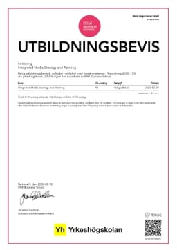 Utbildningsbevis, IHM Business School