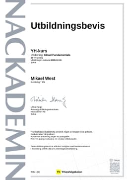 Utbildningsbevis, Nackademin