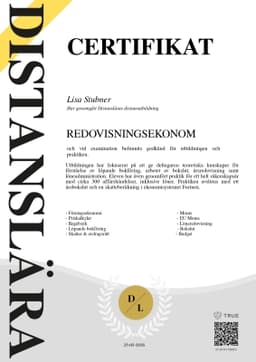 Certifikat, Distanslära