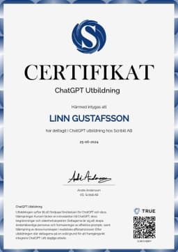 Certifikat, Scribill AB i Malmö
