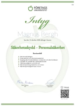 Intyg, Företagsuniversitetet