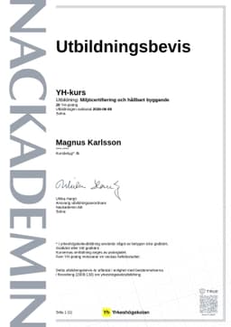 Utbildningsbevis, Nackademin